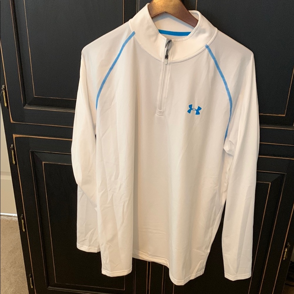 Under Armour White and Blue Quarter-Zip Top